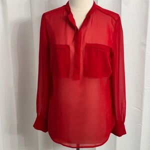 a.n.a A New Approach Women's Vibrant Semi Sheer Chiffon Blouse